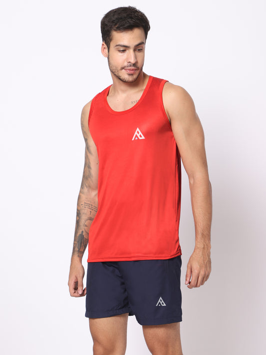 AESTHETIC BEAST Men's Regular Fit Sando Gym Wear Track and Training Wear Tank Top Skin Friendly Vest for Men in Red Color